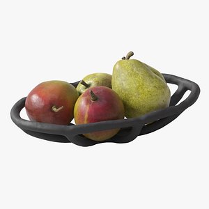 3D Nested bowl with pears and mango model