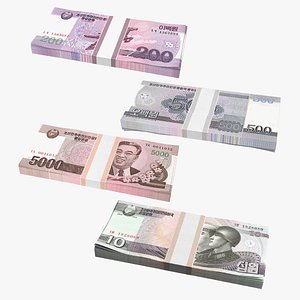 North Korea Banknotes Bundles Collection 2 3D model