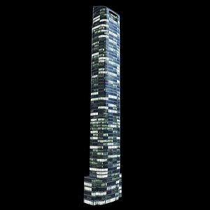 50 West Street Manhattan Night Version Low Poly PBR
