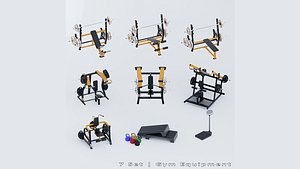10 Gym Equipment Blender - Fbx -Obj model