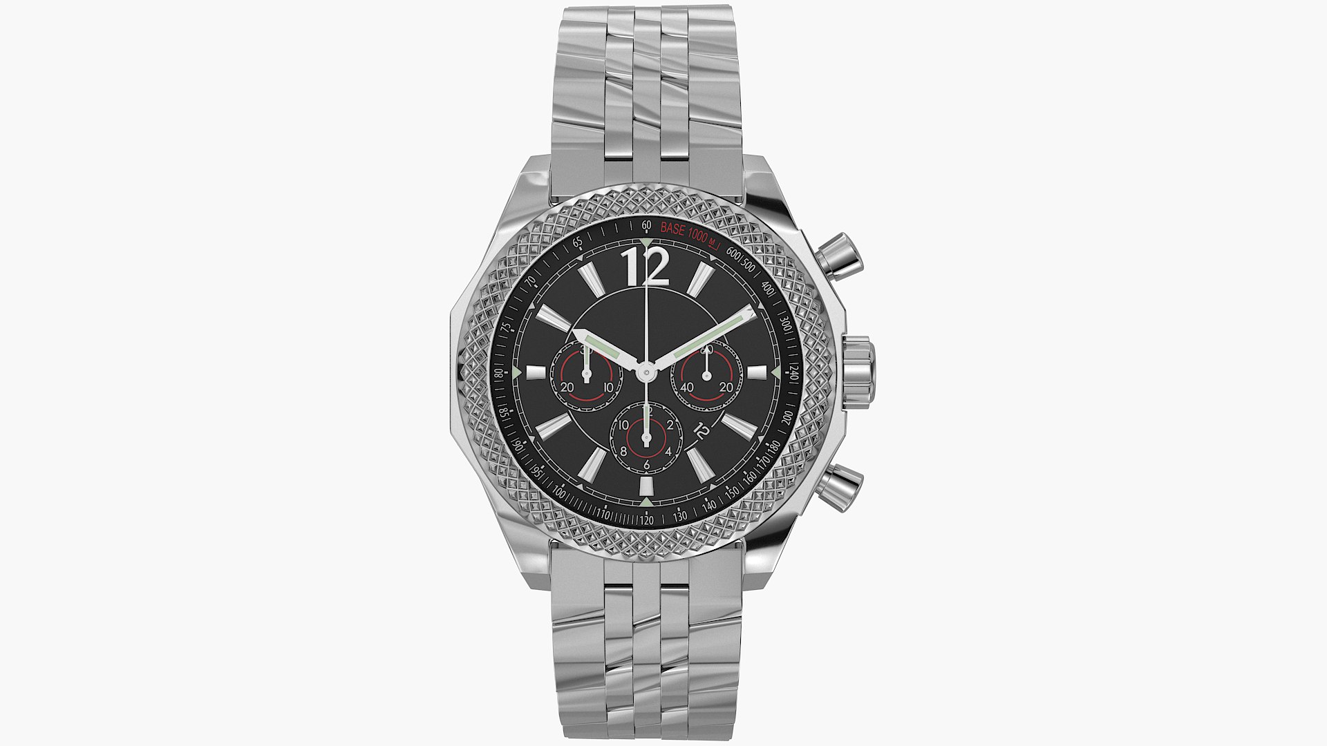 3D Model Generic Steel Bracelet Watch Black Dial - TurboSquid 2150974