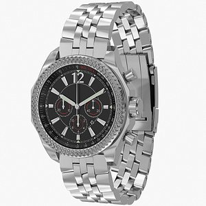 3D model Generic Steel Bracelet Watch Black Dial