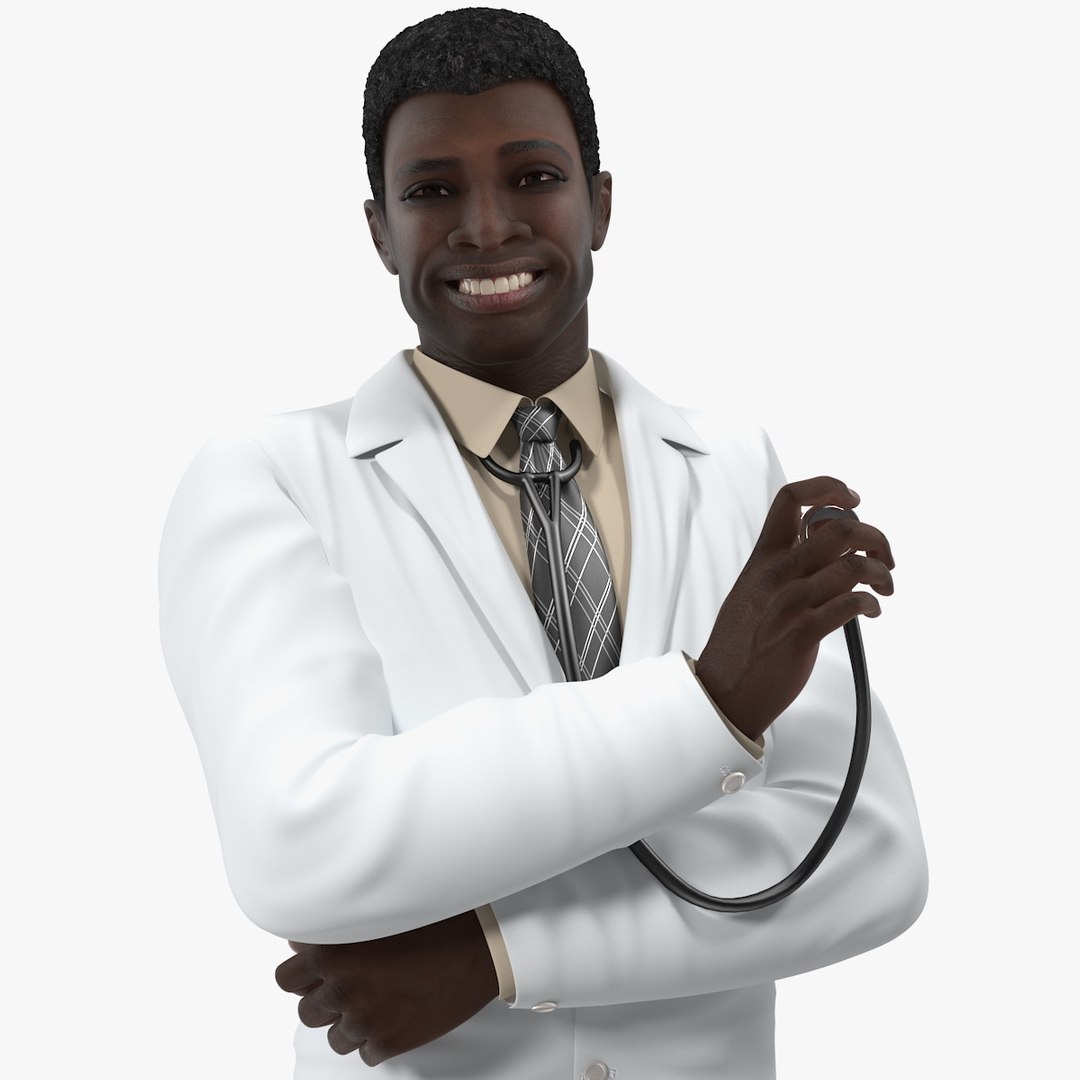 African American Male Doctor Rigged 3D model preview