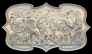 3D aquatic mermaid theme panno model