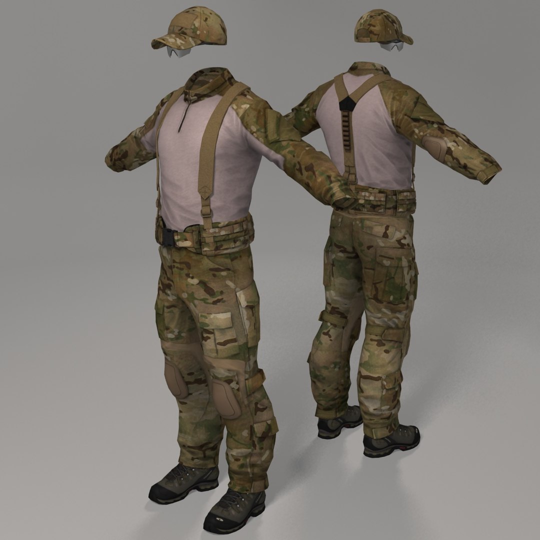 3d military male soldier set