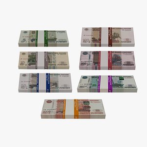 3D model bank bundles russian banknotes
