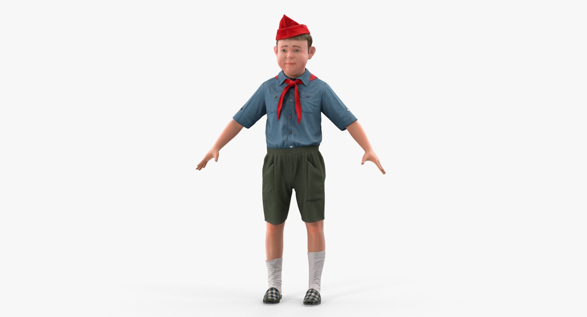 Male Child Pioneer with Fur 3D Model 3D model preview