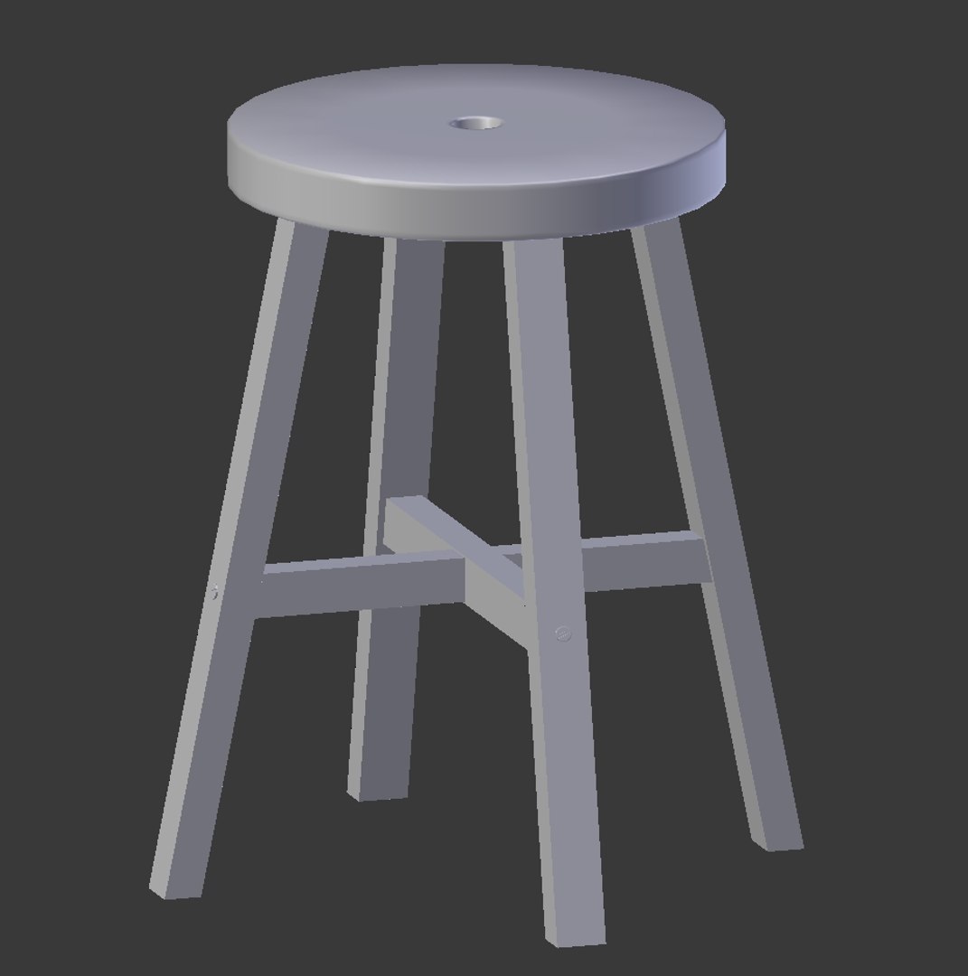 Wood Stool 3d Model