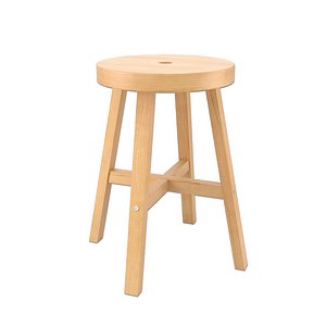 wood stool 3d model