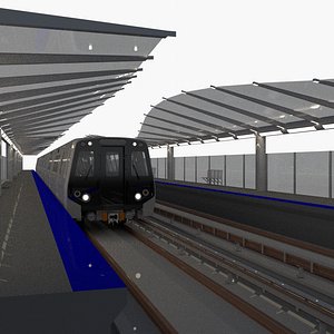 Metro station concept with train 3D model