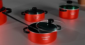 kitchen set cookware 3D model