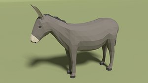 Low Poly Cartoon Donkey