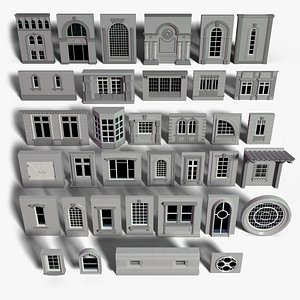 3D Building Facade Collection 5 - 35 pieces model
