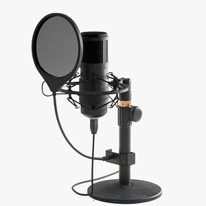 USB Microphone with Stand and Pop Filter 3D model