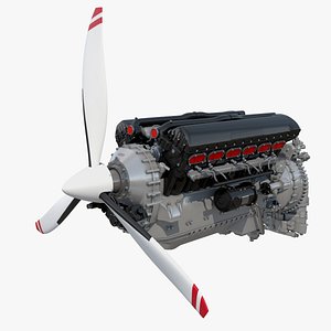v12 piston aero engine 3D model