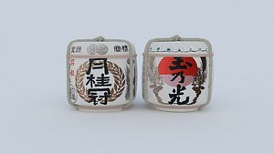 japanese sake barrels 3D