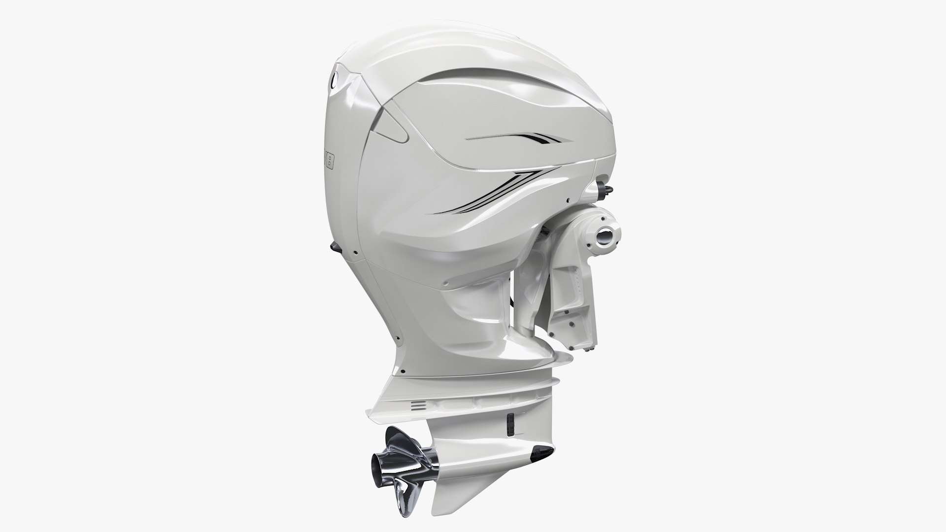 V8 Outboard Boat Motor White 3D model preview
