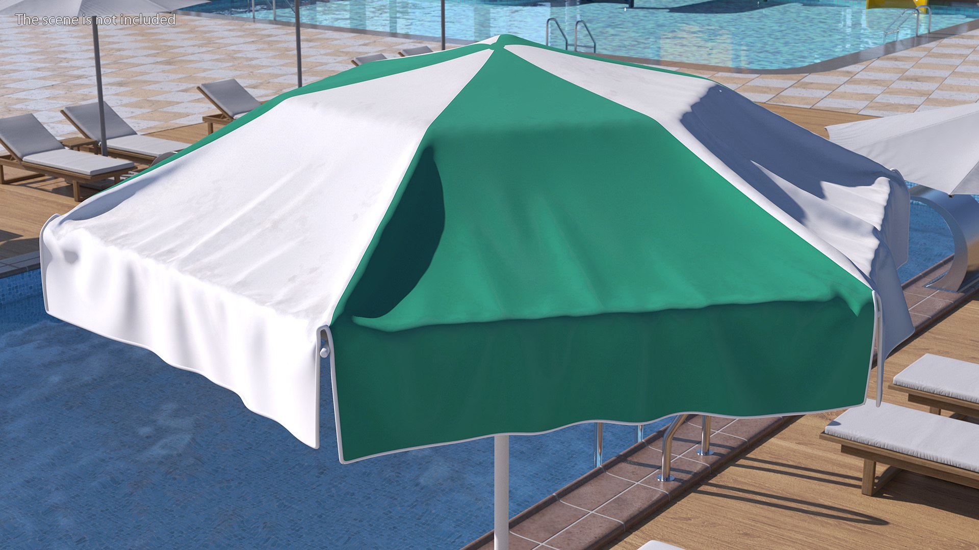 Green And White Patio Garden Umbrella 3D Model - TurboSquid 2136769