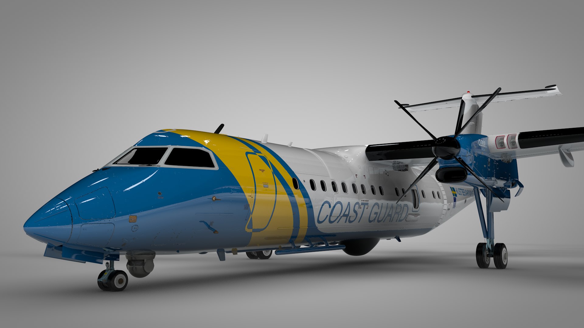 3D Model SWEDISH COAST GUARD Bombardier De Havilland Canada DHC-8