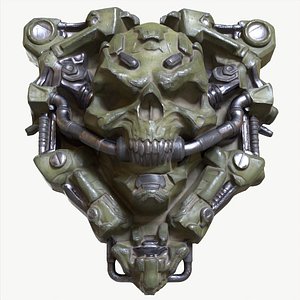 Heavy Robotic Skull 11 Textured 3D