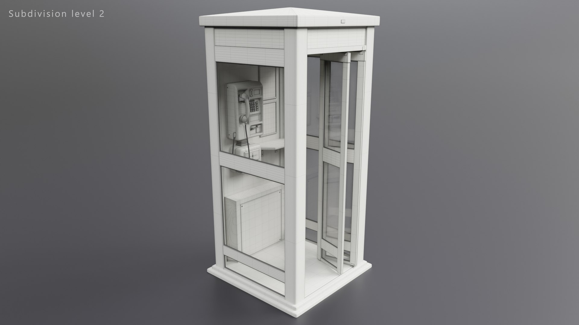 3D Phone booth model https://p.turbosquid.com/ts-thumb/mN/6tJDHq/Hf/wireframes_lvl02_02/jpg/1694337964/1920x1080/fit_q87/ff9910b797a9edfb79f33899d642a529f2e6820d/wireframes_lvl02_02.jpg