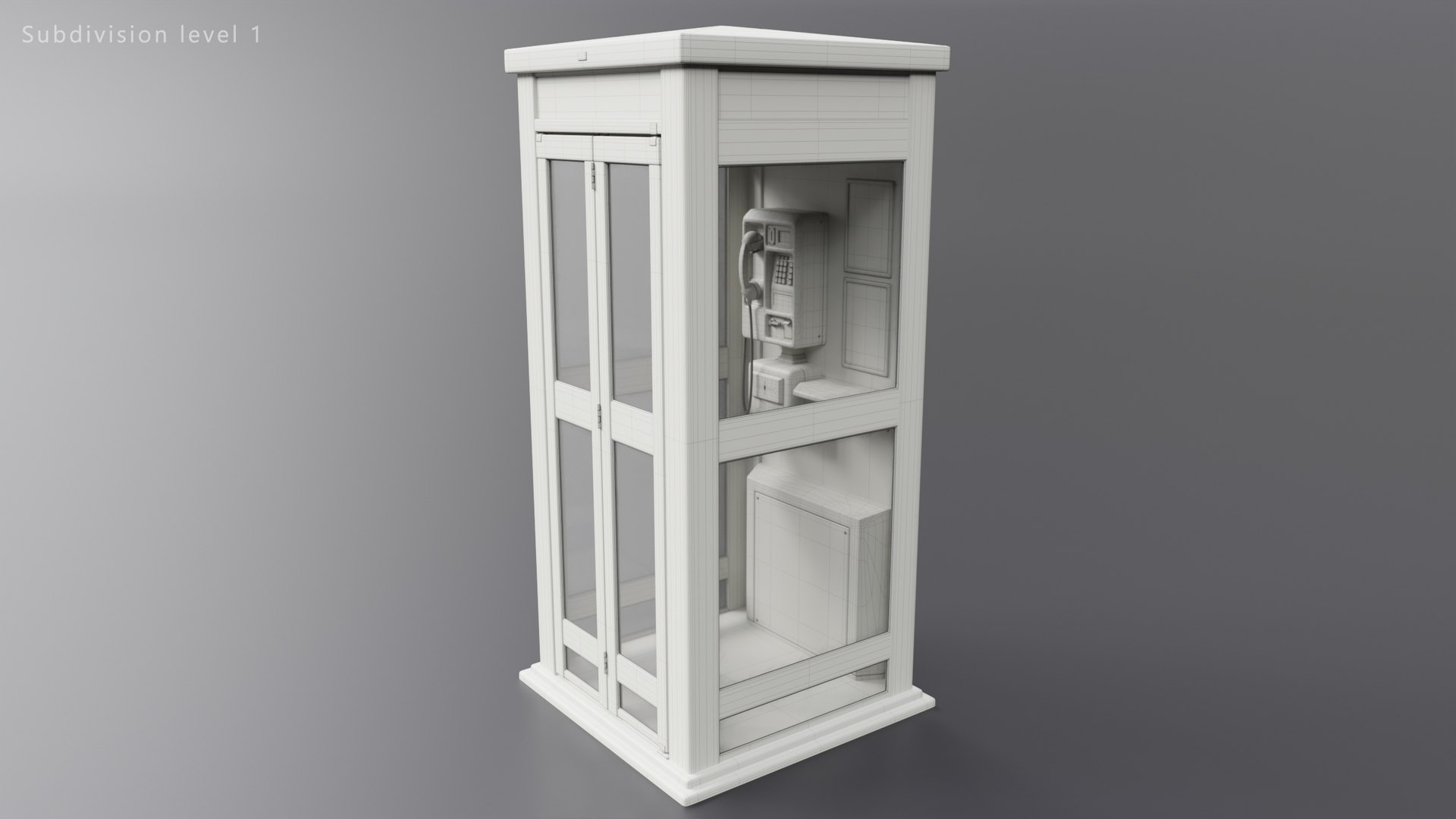 3D Phone booth model https://p.turbosquid.com/ts-thumb/mN/6tJDHq/X2/wireframes_lvl01_01/jpg/1694337960/1920x1080/fit_q87/07f32a692e1eb01b82fa6071e3975b74c96c29bb/wireframes_lvl01_01.jpg