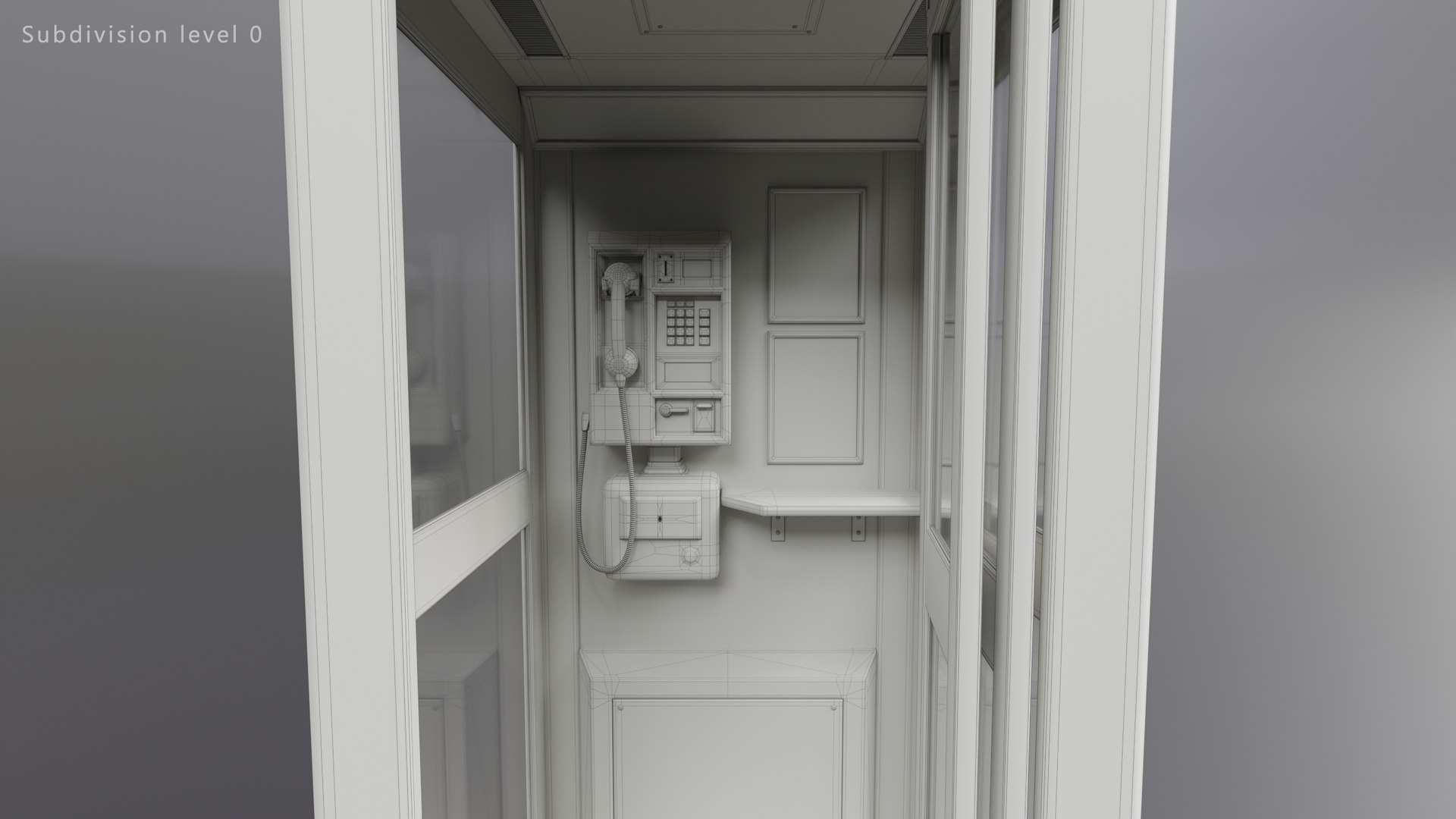 3D Phone booth model https://p.turbosquid.com/ts-thumb/mN/6tJDHq/zX/wireframes_lvl00_04/jpg/1694337959/1920x1080/fit_q87/d3973fd24f9337f20957b5fd1149528fa7383d78/wireframes_lvl00_04.jpg