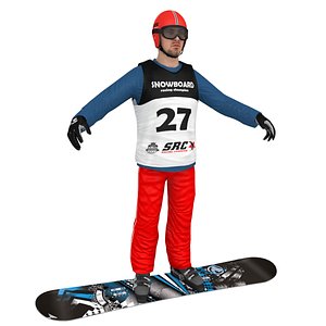 snowboarder man board 3D model