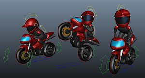 Rider with Motorbike Full Rigged