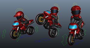 Rider with Motorbike Full Rigged