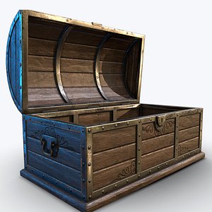 3D model Wooden Coffer - low poly