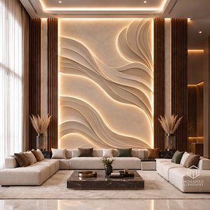 Modern Flowing Waves mural Relief Wall Panel STL CNC 116
