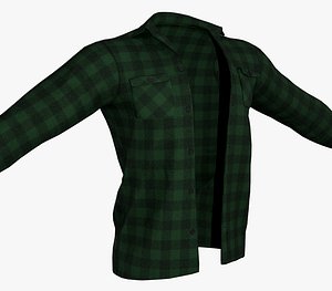 Green Flannel Shirt model