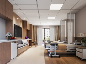 Hospital Multi Bed Ward Interior PBR Game Ready 3D model