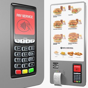 3D Restaurant Self Ordering Kiosk Wall Mounted
