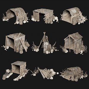 POST APO IMPROVISED SHELTER TENT HOUSE CAMP SURVIVAL COLLECTION 3D model