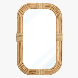 Mirror in rattan frame rounded corner model