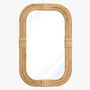 Mirror in rattan frame rounded corner