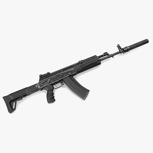 Russian Assault Rifle AK-12 2011 with Silencer Old