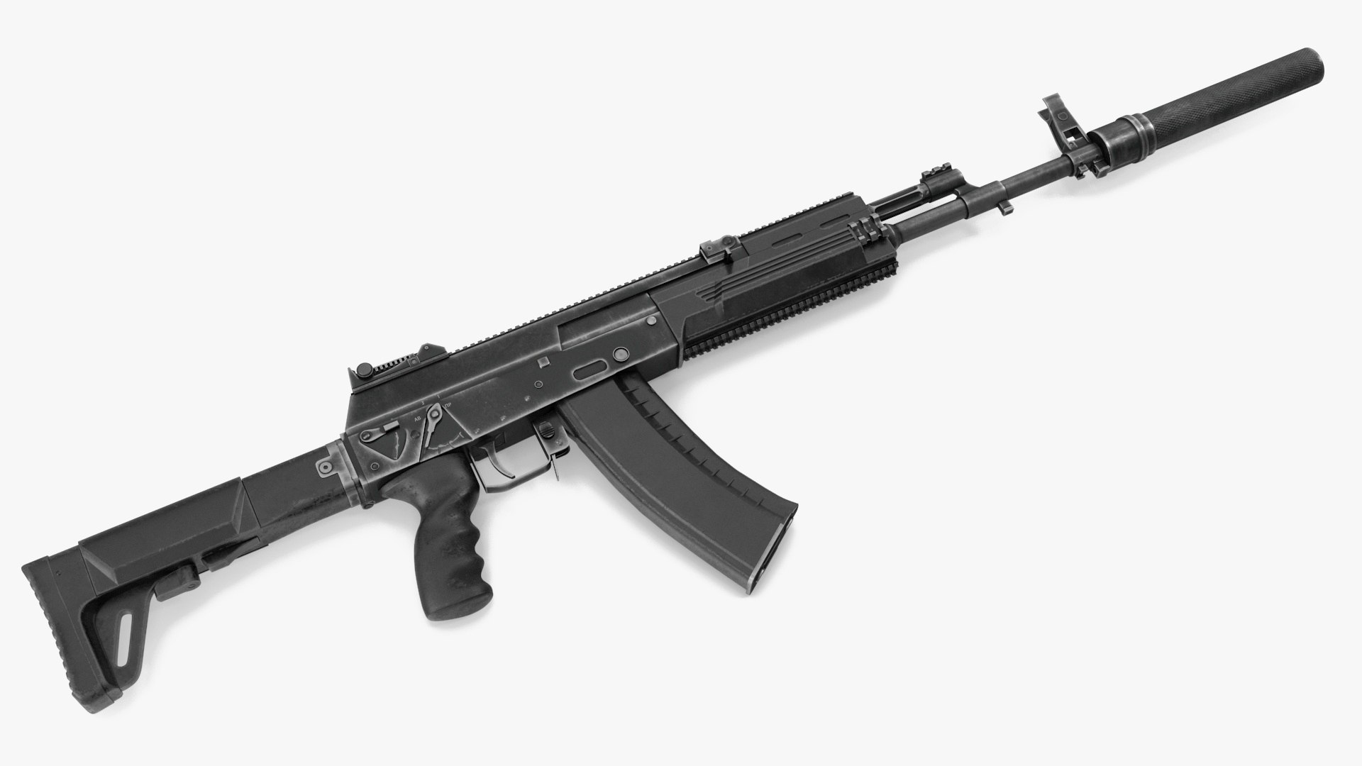 ロシアのアサルトライフル AK-12 2011 サイレンサー付き 古い3D