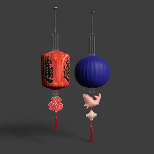 3D Chinese  red  lantern model