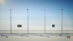 3d razor wire security fence model