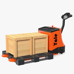 Yale Electric Pallet Truck with Wooden Crates Rigged