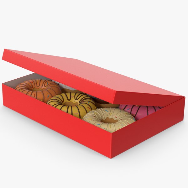 3D Donuts In Opened Red Box