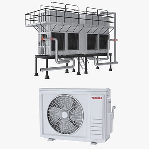 3D Outdoor Air Conditioning Units Collection model