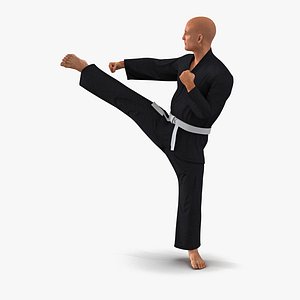 Karate Fighter Pose 2 Black Suit