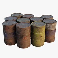Rusty steel barrels - PBR - Game ready - animation 2K 4K