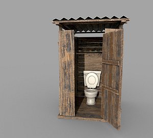 3D Outdoor Wooden Toilet 2 model