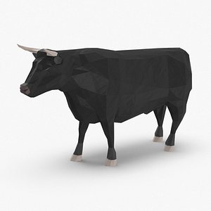 3D bull---black-standing