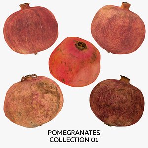 Pomegranates Collection 01 - 5 models RAW Scans 3D model